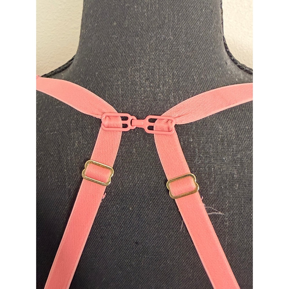 Natori Feathers Underwire Contour Bra Coral Pink Lace Plunge 730023 34DD - Picture 5 of 7
